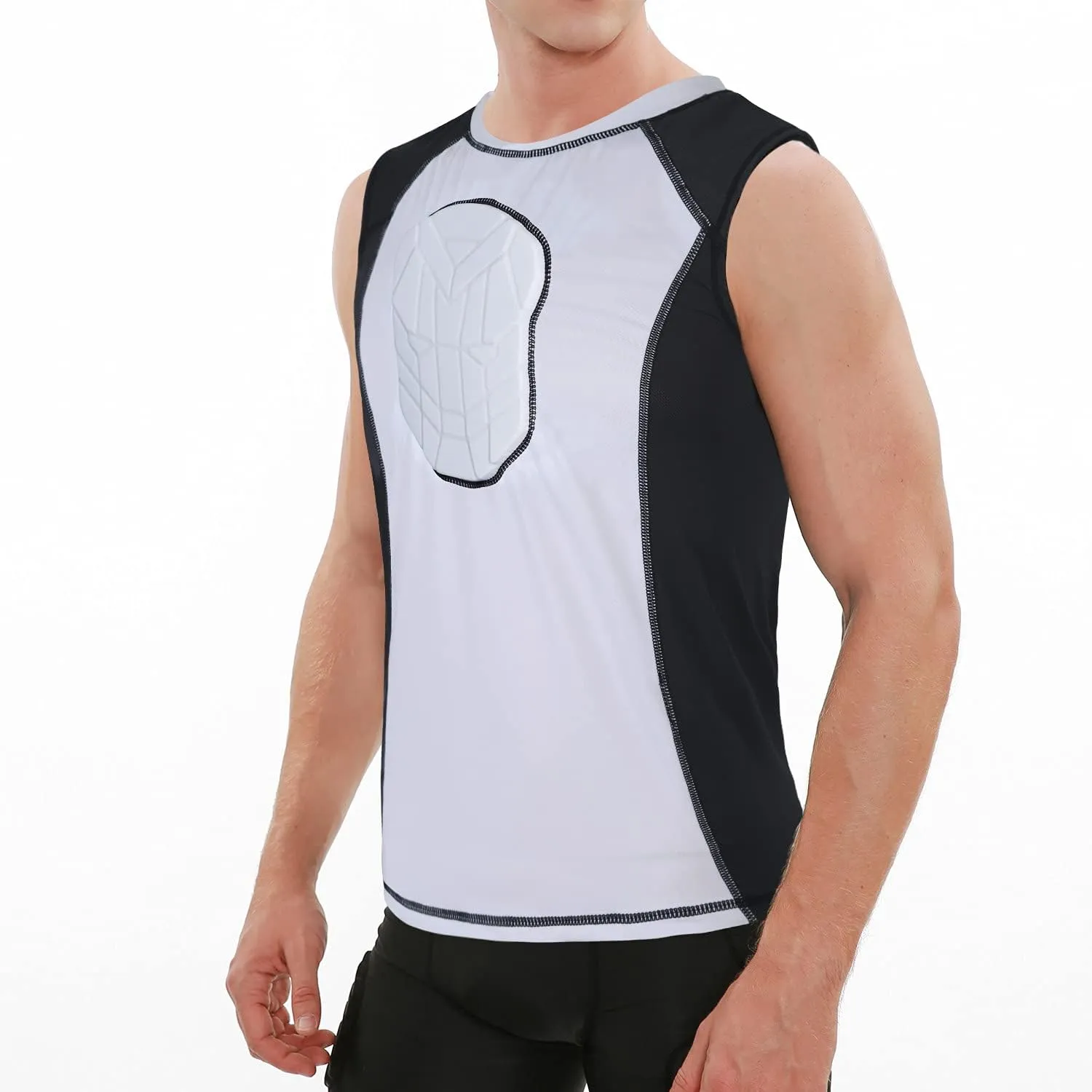 TUOY Youth Padded Sleeveless Shirt Chest Sternum Protector Heart Guard Compression Protective Shirt