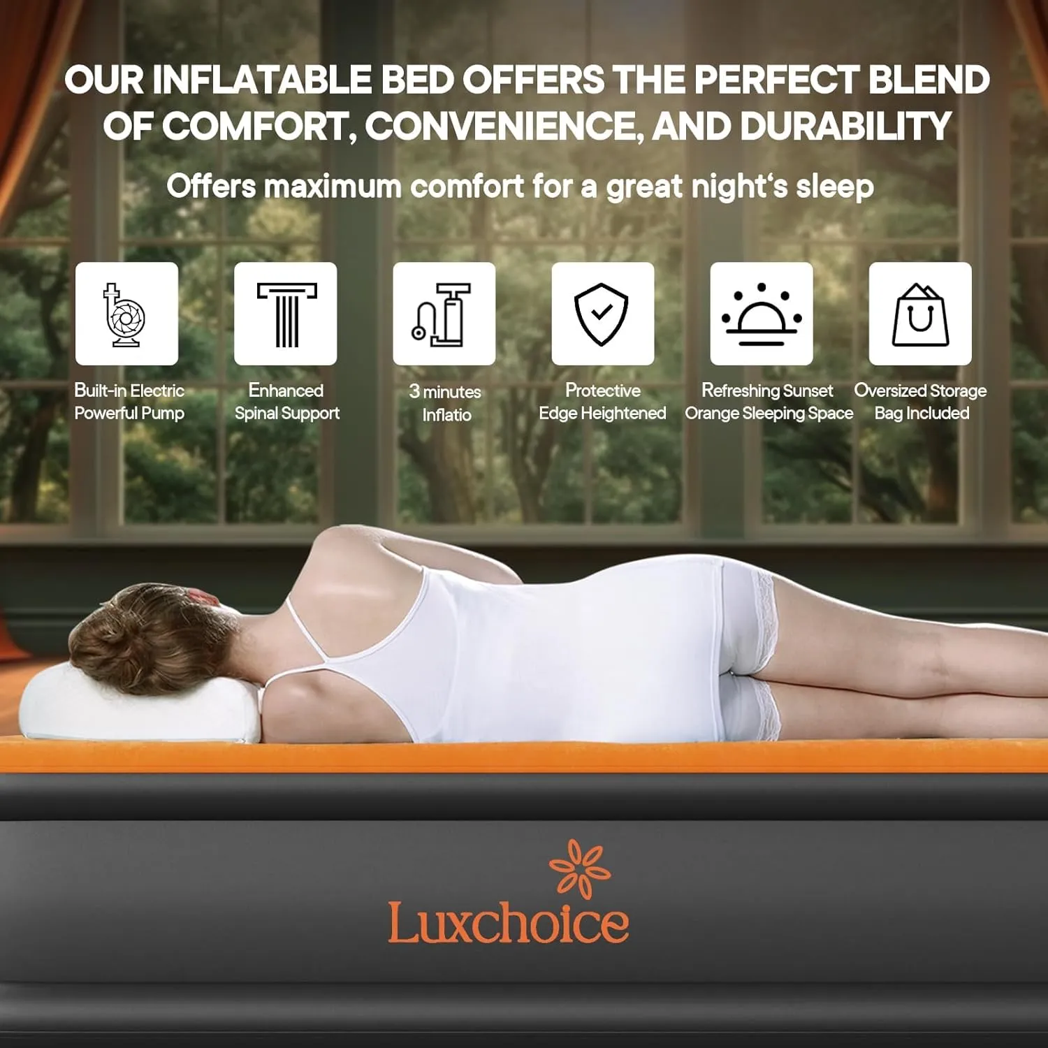 Twin Air Mattress with Built in Pump,16" Inflatable Mattress, 3 Mins Quick Self Inflating Waterproof, Twin Blow up Mattress, Airbed for Guests Home Camping Outdoors Travel