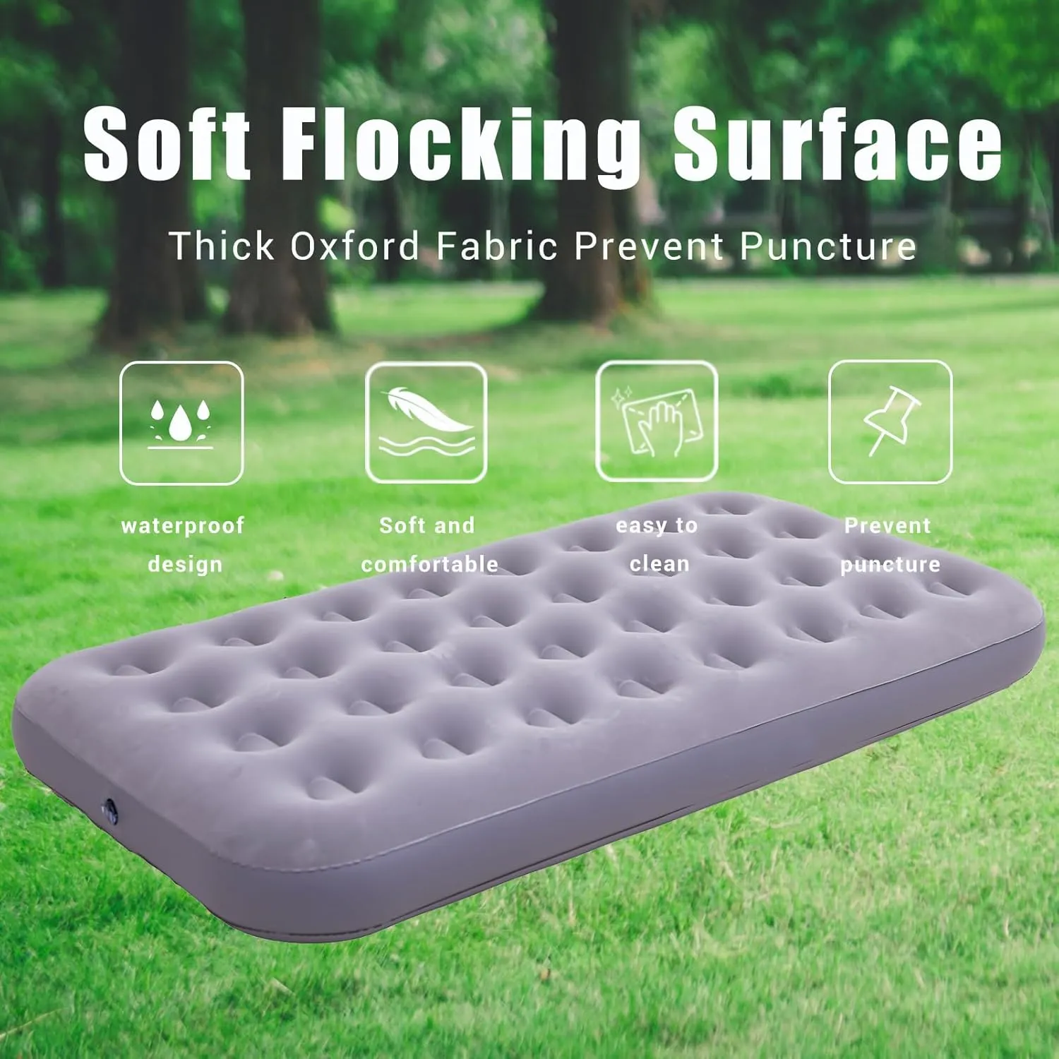 Twin Size Single Air Mattress Inflatable Bed with Air Pump for Camping & Home,75"x 39"Thickened Portable Blow Up Air Mattress,Travel Sleeping Bed Pad