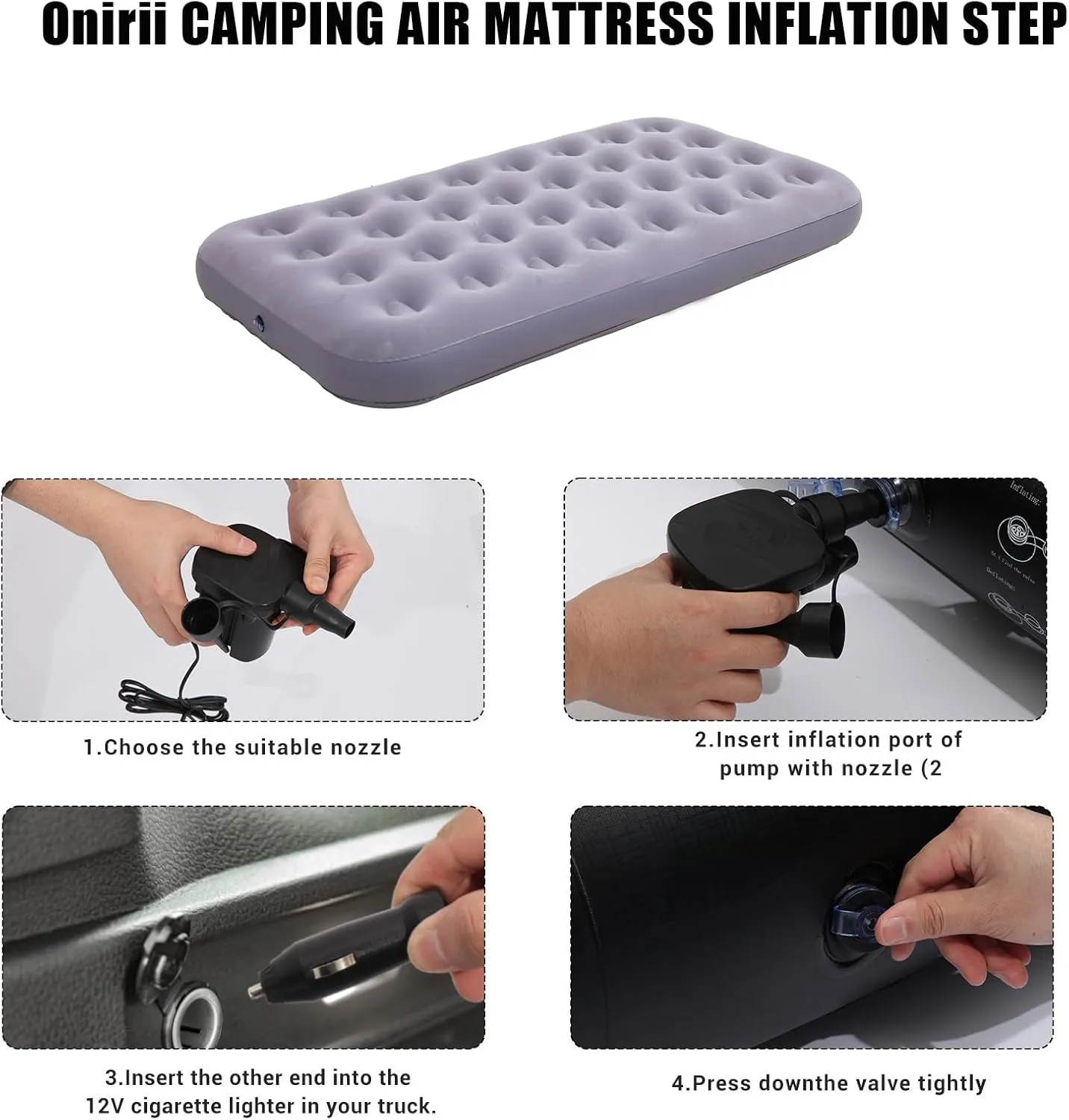 Twin Size Single Air Mattress Inflatable Bed with Air Pump for Camping & Home,75"x 39"Thickened Portable Blow Up Air Mattress,Travel Sleeping Bed Pad