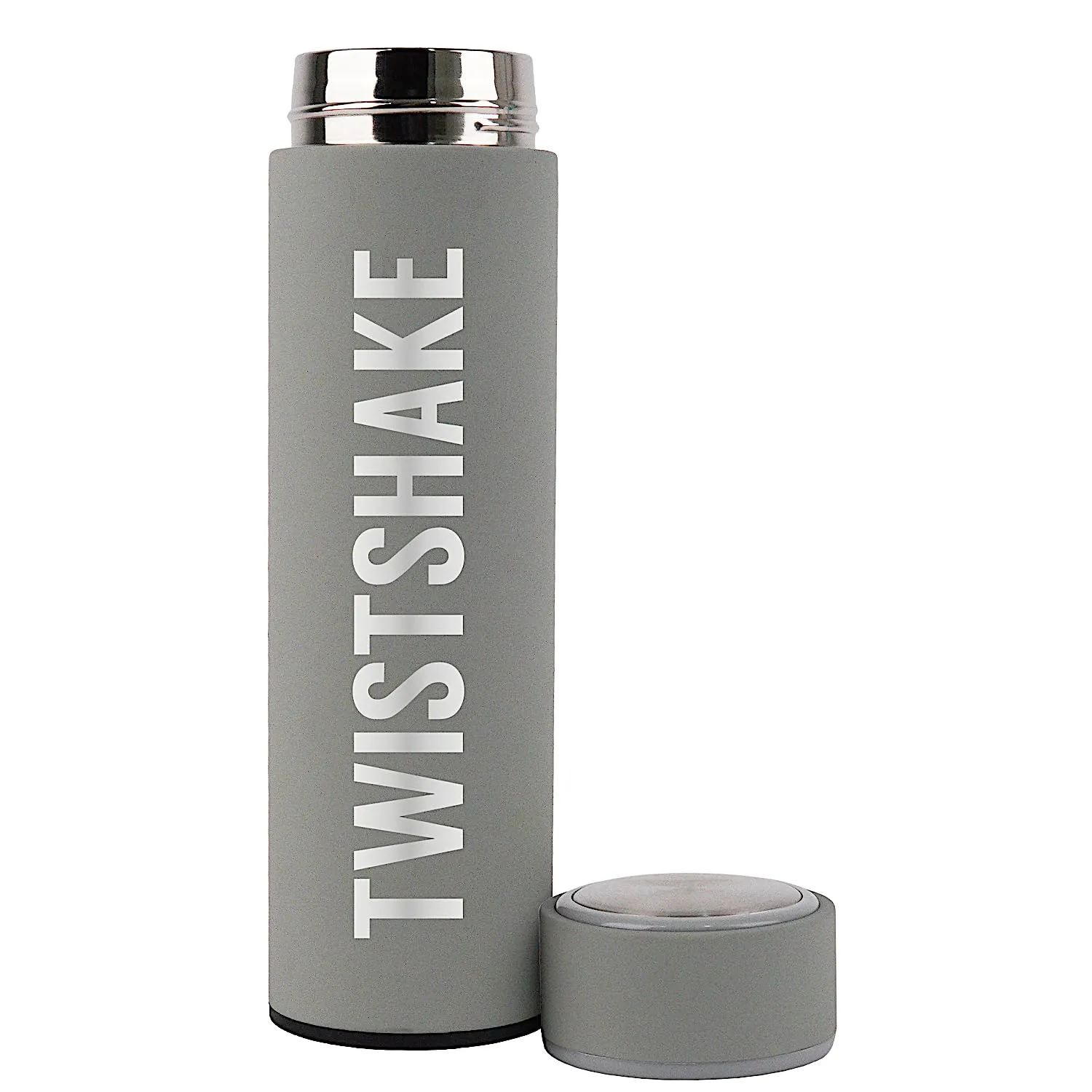 Twistshake Stainless Steel Water Bottle - Insulated Thermos for Hot & Cold Drinks - Premium 420ml/14oz Metal Water Bottle - Pastel Grey