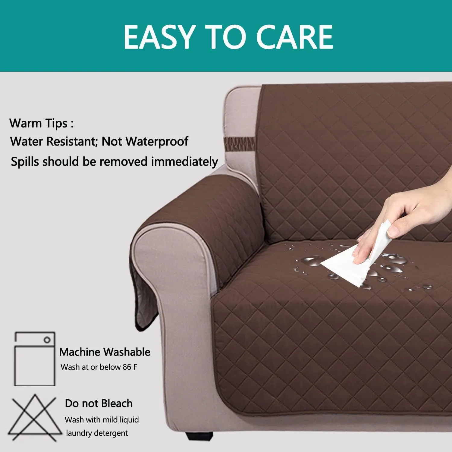 U-NICE HOME Large Sofa Cover Reversible Couch Cover for Dogs with Elastic Straps Water Resistant Furniture Protector for Pets Couch Cover for 4 Cushion Couch (Oversized Sofa, Coffee/Beige)