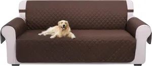 U-NICE HOME Large Sofa Cover Reversible Couch Cover for Dogs with Elastic Straps Water Resistant Furniture Protector for Pets Couch Cover for 4 Cushion Couch (Oversized Sofa, Coffee/Beige)