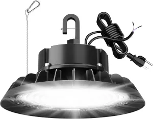 UFO LED High Bay Light 240W, High Bay LED Shop Light 36,000LM 0-10V Dimmable, 5' Cable with US Plug, Hanging Hook, Safe Rope, ETL Listed High Bay for Warehouse Factory Barn Shop