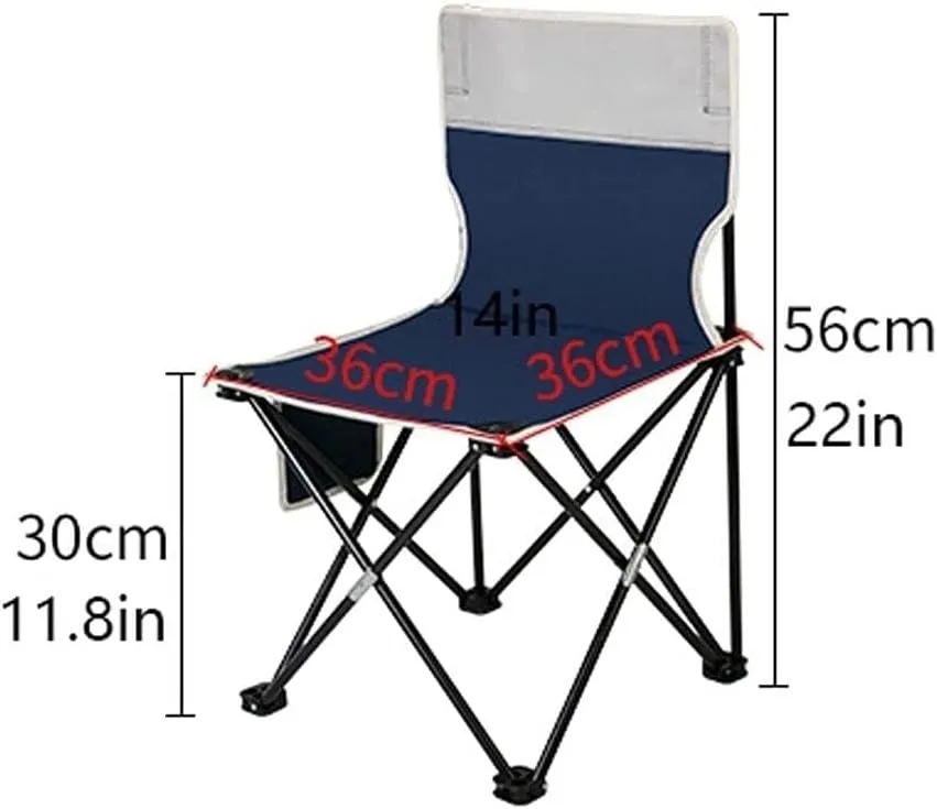 Ultralight Camping Chair Portable Folding Chair, Heavy-Duty 330 Pounds Support, with Storage Bag - Blue (36 * 36 56CM)(36 * 36 * 56CM)