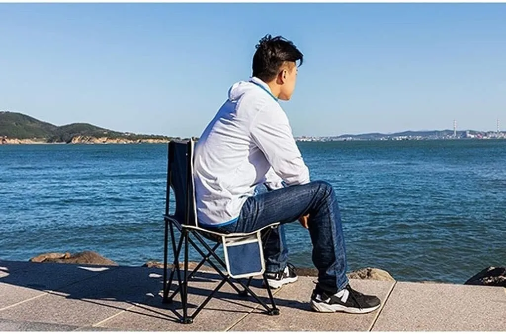 Ultralight Camping Chair Portable Folding Chair, Heavy-Duty 330 Pounds Support, with Storage Bag - Blue (36 * 36 56CM)(36 * 36 * 56CM)