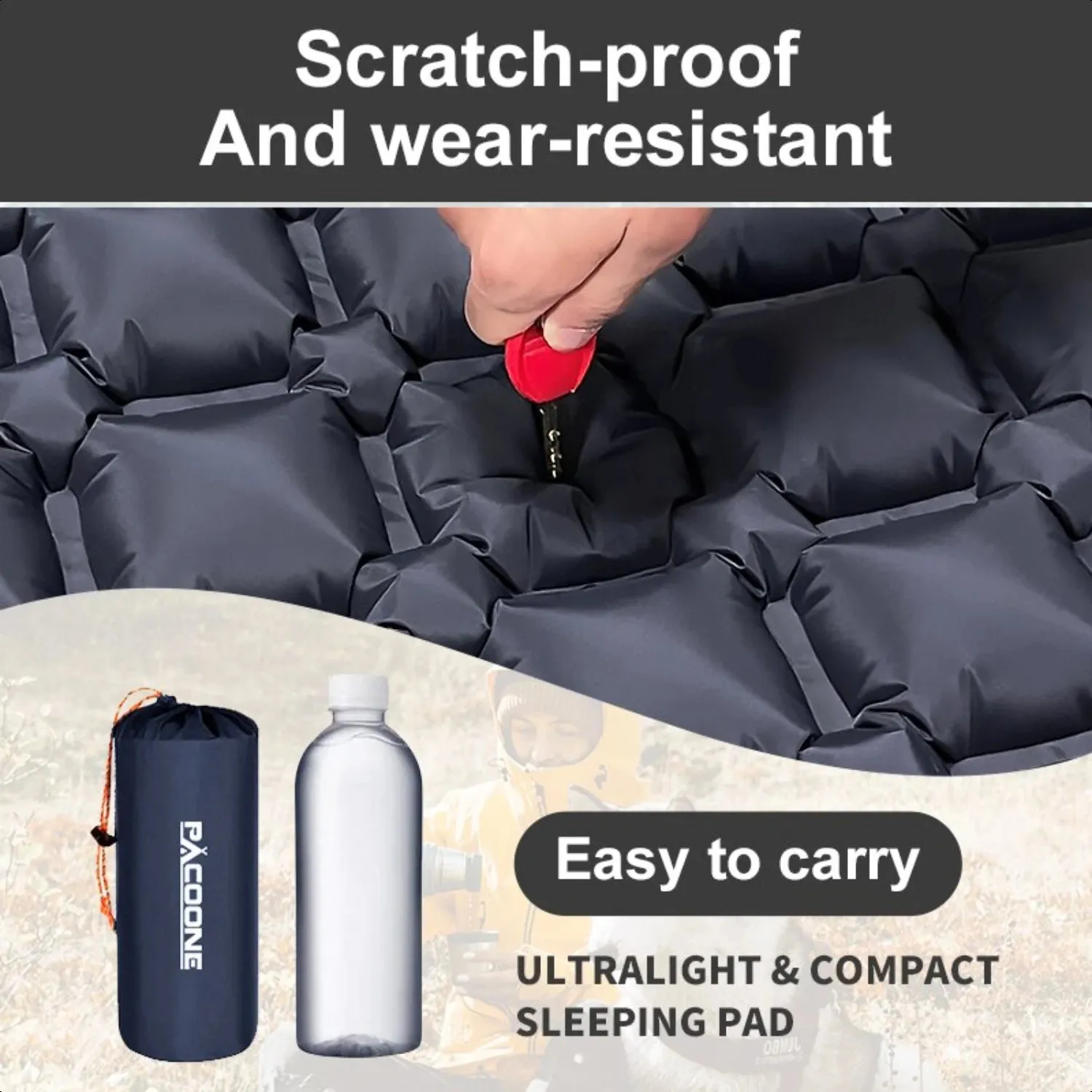 Ultralight Folding Inflatable Sleeping Pad with Pillows for Camping and Travel