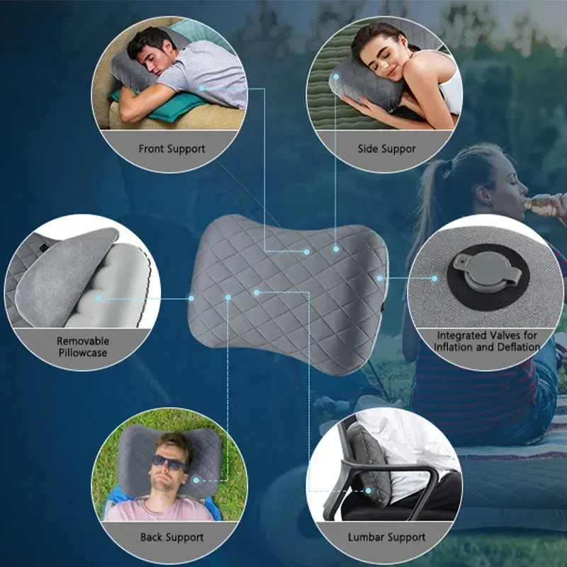 Ultralight Inflatable Camping Pillow – Upgraded Neck & Lumbar Support for Backpacking & Travel
