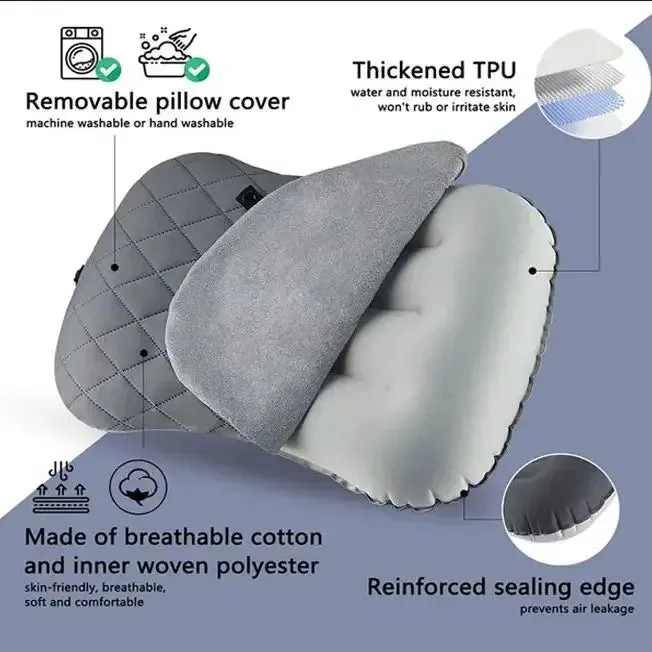 Ultralight Inflatable Camping Pillow – Upgraded Neck & Lumbar Support for Backpacking & Travel