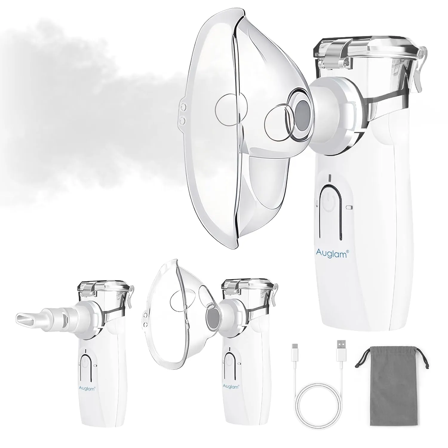 Ultrasonic Portable Nebulizer, USB Rechargeable Portable Nebulizer with Mouthpiece, Nebulizer Machine for Adults & Kids with Auto Clean, Travel, Home, Daily use