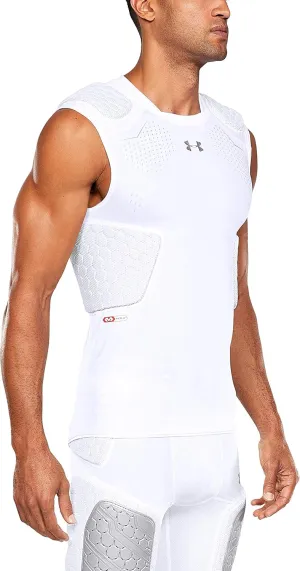 Under Armour Gameday Pro 5-Pad Football Compression Top, with UA HeatGear & McDavid HEX Technology, Moisture Wicking Protection (Youth) White