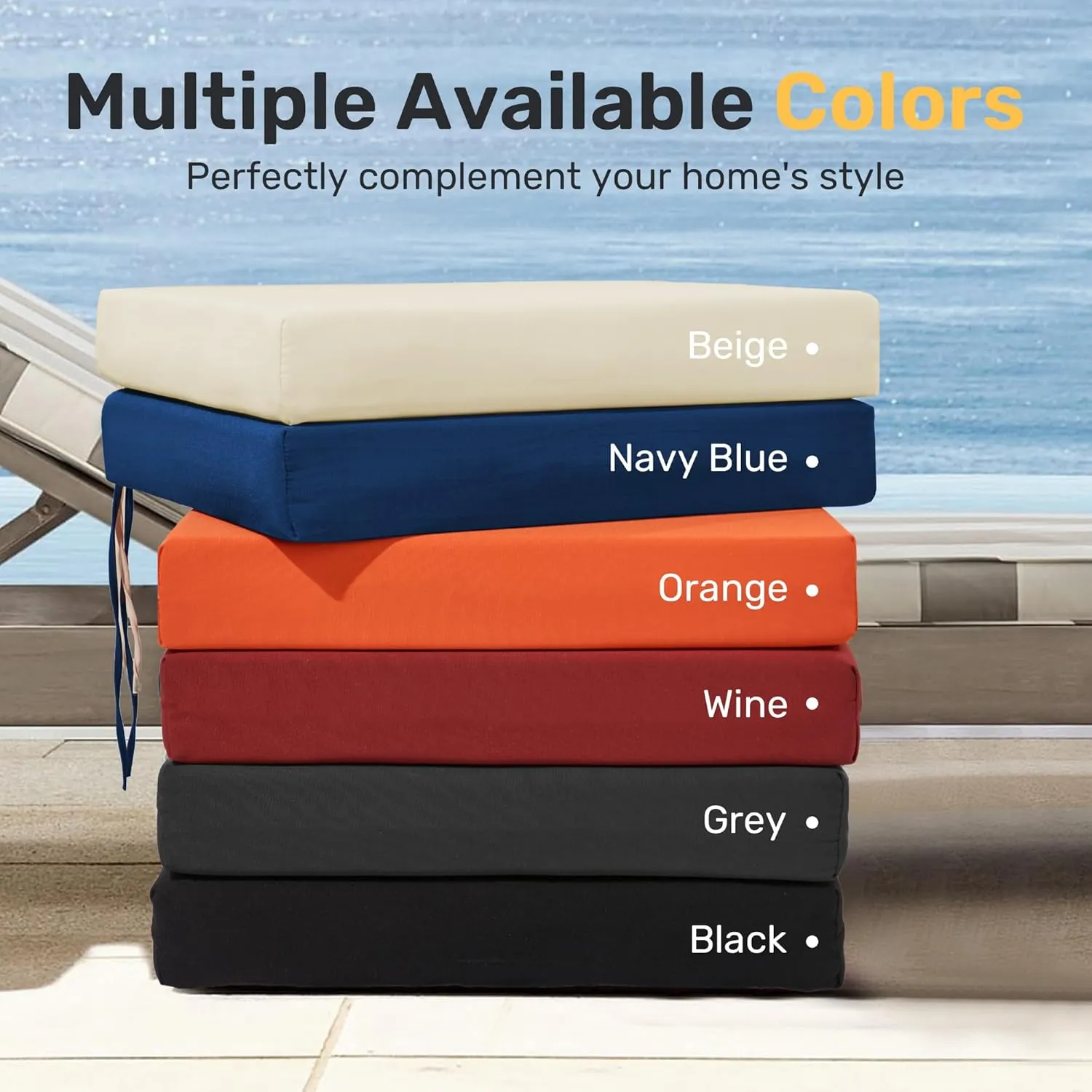 UNIKOME Outdoor Chair Cushions Pack of 4, Water Resistant Patio Cushions with Ties, High Density Sponge Filling Square Corner Seat Cushions for Outdoor Furniture, 18.5"*16"*3", Wine