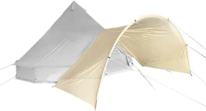 UNISTRENGH Bell Tent Awning Canopy Outdoor Tent Sunshade Tarp for Camping Hiking Beach Travel Party Beige 3M/4M/5M/6M Tent Accessory (Round Awning for 4M/5M/6M)