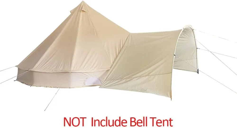 UNISTRENGH Bell Tent Awning Canopy Outdoor Tent Sunshade Tarp for Camping Hiking Beach Travel Party Beige 3M/4M/5M/6M Tent Accessory (Round Awning for 4M/5M/6M)
