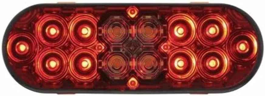 United Pacific 6" Oval Combo Light with 14 LED S/T/T Light & 16 LED Back-Up Light - Red Lens