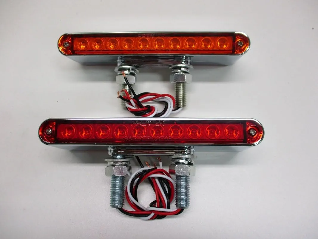 United Pacific Pair of 6.5" L Red/Amber LED Combo Double Face Truck Semi Trailer Light Bars