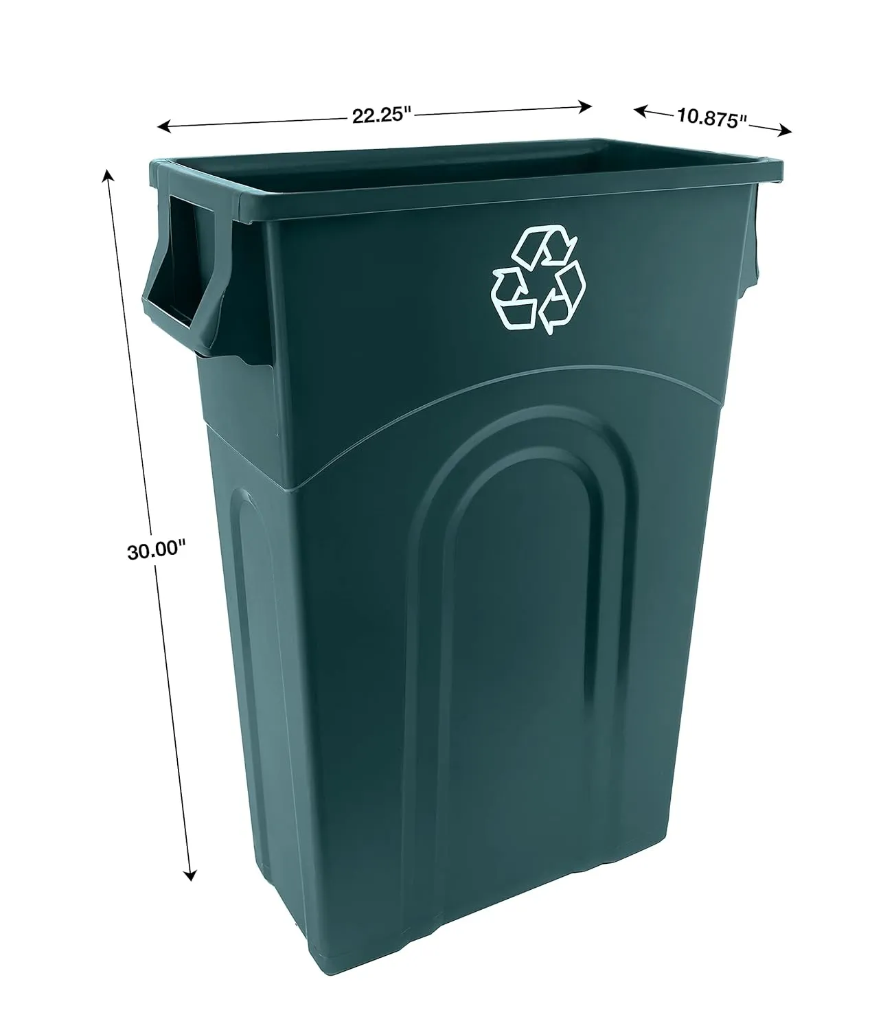 United Solutions ECOSolution Highboy Recycling Bin, 23 Gallon, 4-Pack, Space Saving Slim Profile and Easy Bag Removal, Indoor/Outdoor Use, Made from Recycled Materials, ECO Green