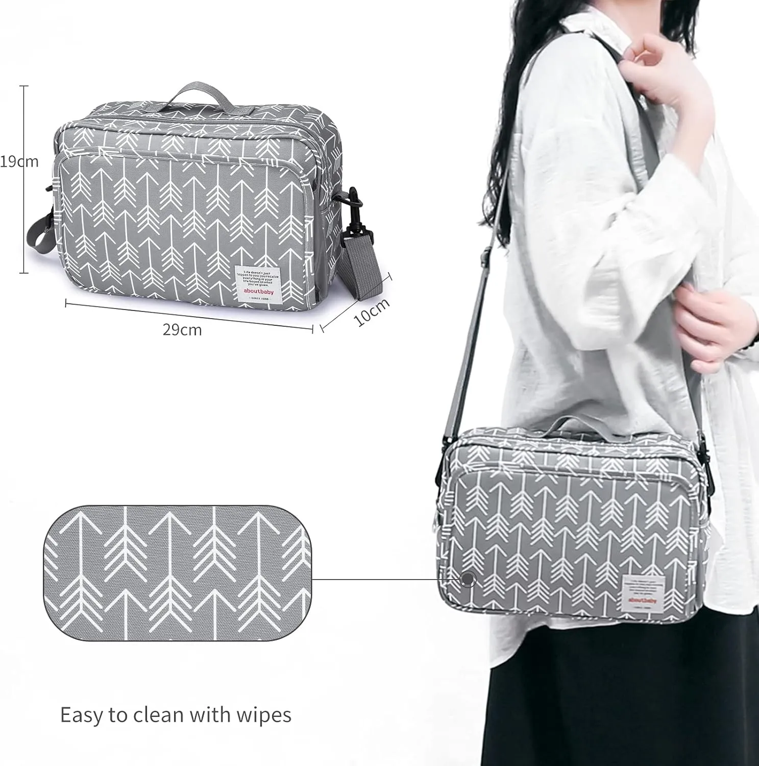 Universal Stroller Caddy Accessories All-in-One Baby Organizer with Insulated Pocket,Capacity for Diapers, Toys & Snacks, Dark Gray
