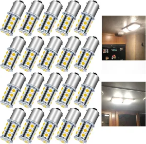 UNXMRFF 1156 led bulb Warm White Camper Light Bulbs 7506 1073 BA15S 1003 LED Bulb 1141 RV Light Bulbs Super Bright 5050 18-SMD Replacement for 12V Trailer/Boat/motorhome Interior Light (Pack of 20)