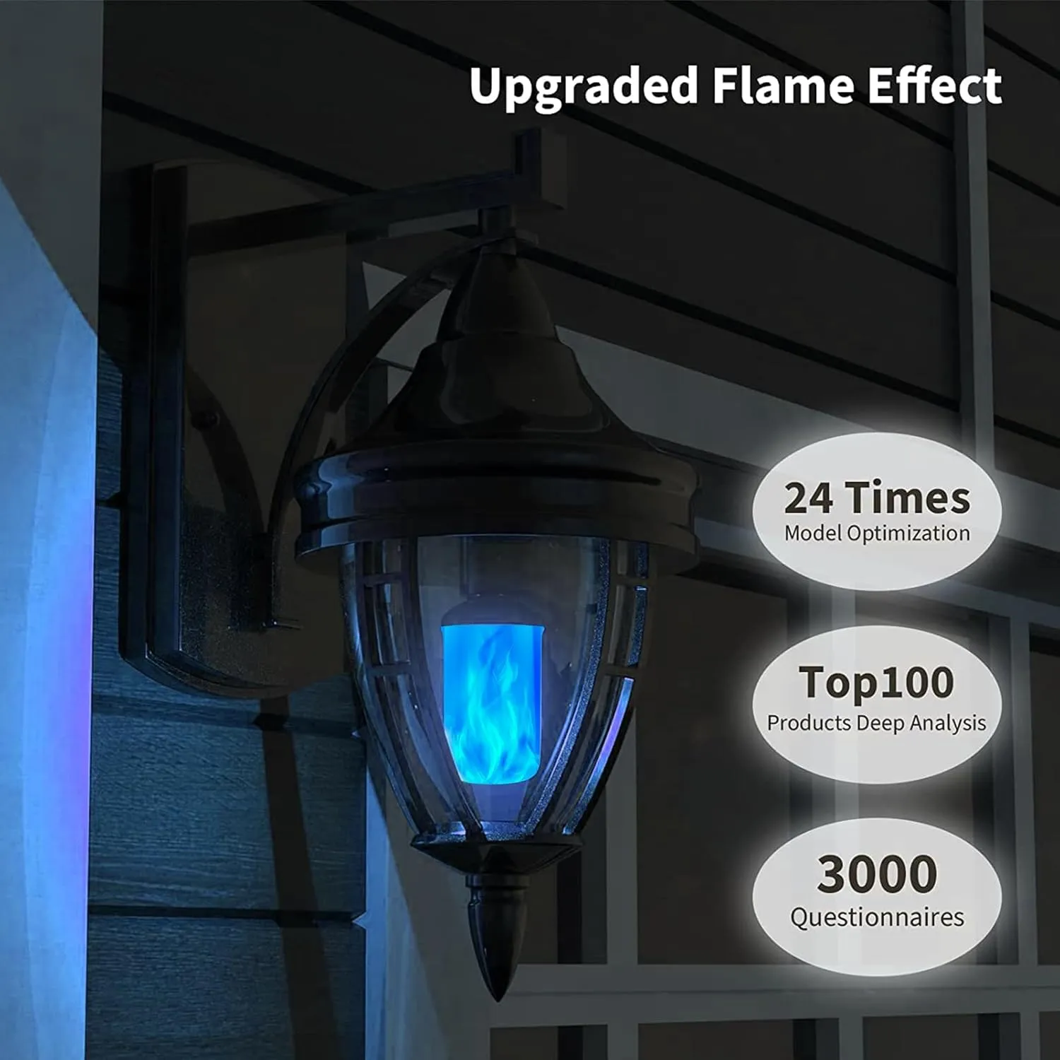【Upgraded Flame】 LED Flame Light Bulbs, 4 Modes Flickering Light Bulbs with Upside Down Effect, E26 Fire Light Bulb for Halloween Christmas Party Porch Patio Indoor Outdoor Decoration, Blue