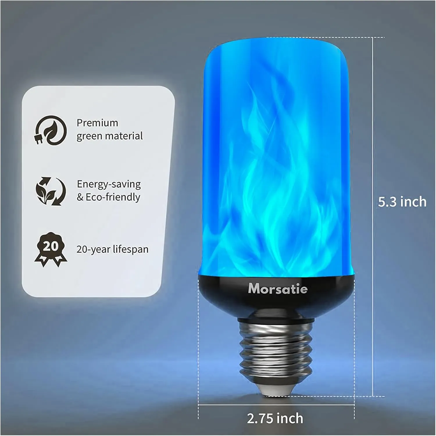 【Upgraded Flame】 LED Flame Light Bulbs, 4 Modes Flickering Light Bulbs with Upside Down Effect, E26 Fire Light Bulb for Halloween Christmas Party Porch Patio Indoor Outdoor Decoration, Blue
