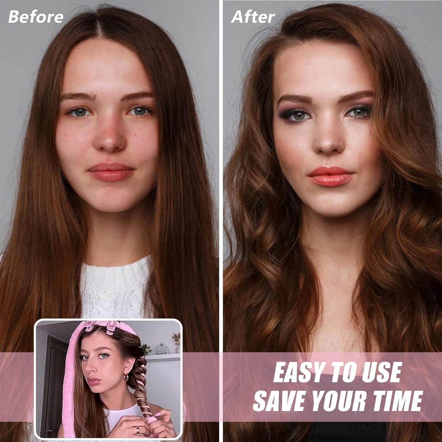 Upgraded Heatless Hair Curler, with Gift Box, Velvet Heatless Curls Headband ​- No Smell, Heatless Hair Curlers, to Sleep in for Long Hair and Medium Hair (Black)