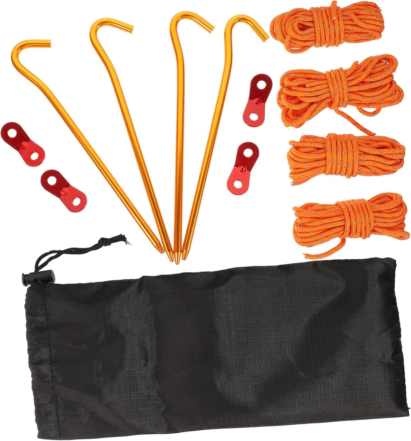 UPKOCH 1 Set Tent Stakes Set Durable Ground Nails with Ropes Bag for Camping Unique Bottom Design for Secure Tent Fixing Windy Days Lightweight Portable for Outdoor Use