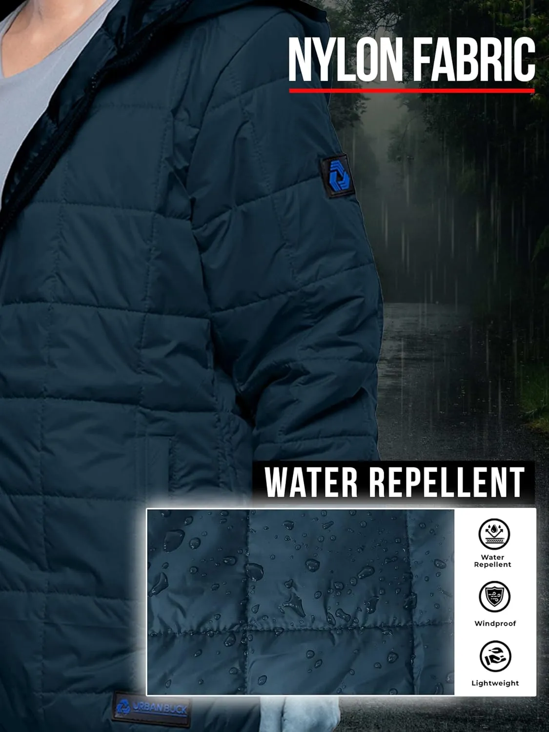 URBAN BUCK Packable Puffer Jacket Women with Hood – 32 Degree Lightweight Quilted Winter Puff Foldable Jacket for Women