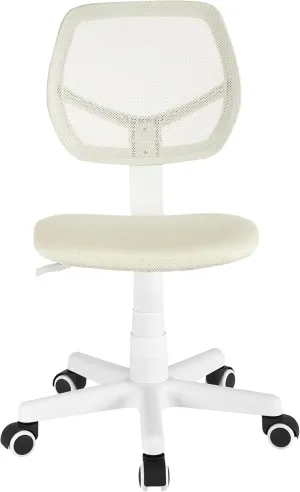 Urban Lifestyle Computer Office Rolling Swivel Task Desk Chair with Mesh Backrest and Caster Wheels, White with White Legs