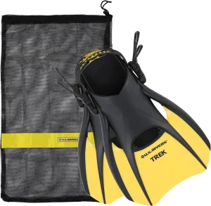 U.S. Divers Trek Adult Snorkeling Travel Fins with Mesh Carrying Bag - Adjustable Open Heel, Compact Vented Short Blades, Portable Ultra Lightweight - Explorer Series | Unisex Adult