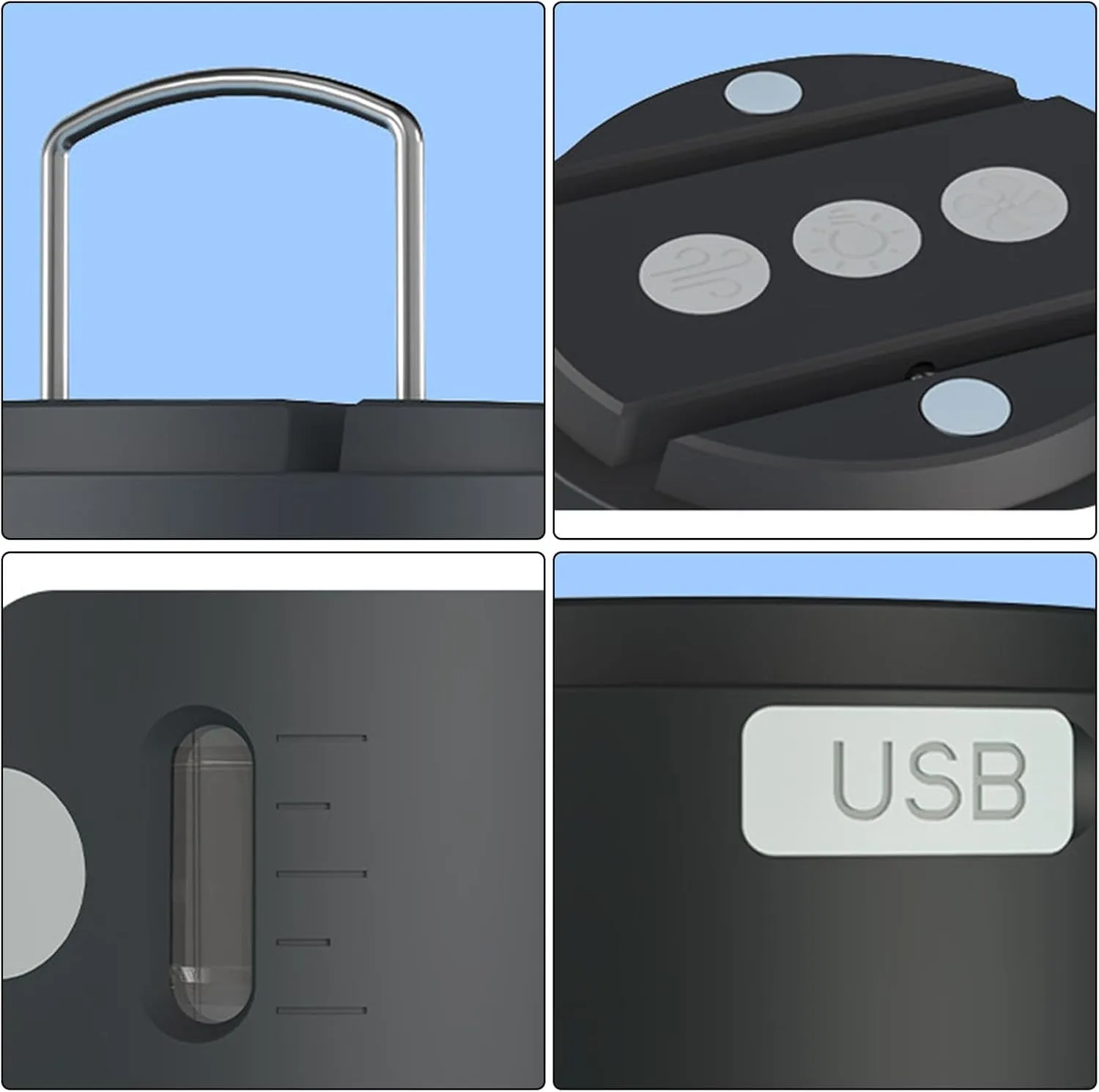 USB Charging Tent Fan Light with Adjustable Speeds and Brightness Multiple Function for Camping Tent Ceiling Fan