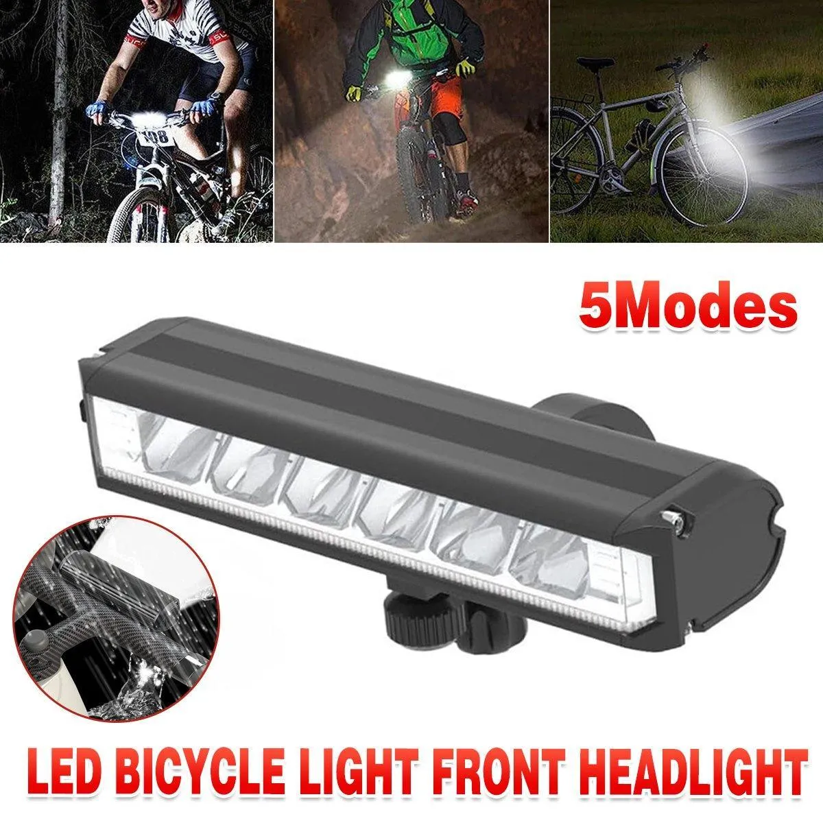 USB Rechargeable Bicycle Light Aluminum Alloy High Brightness LED Front Bike Lamp