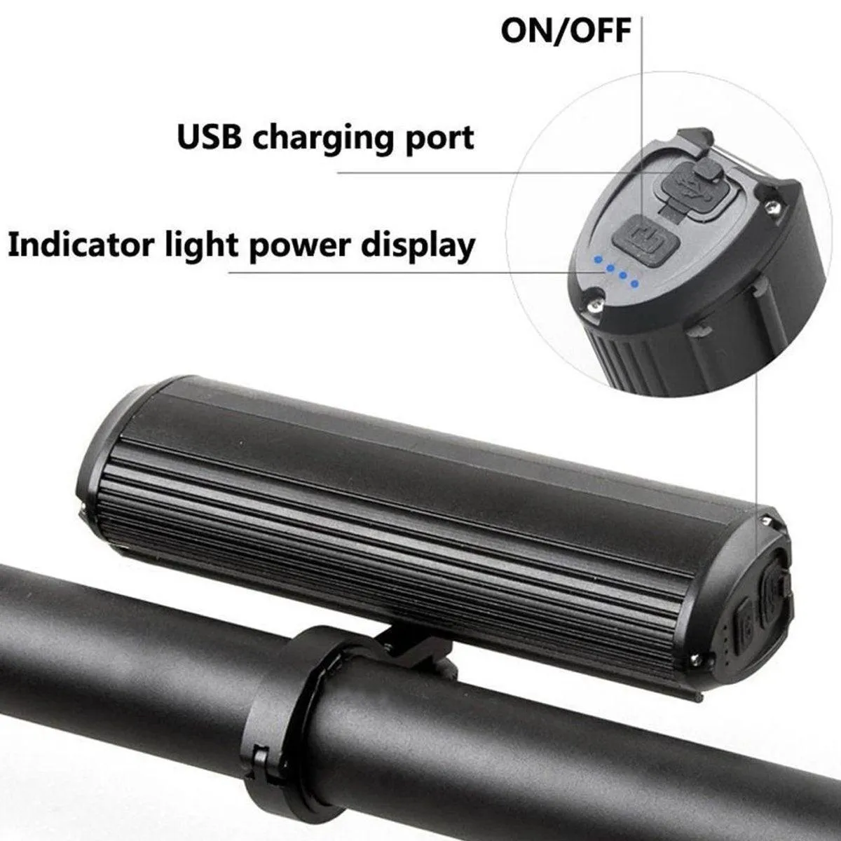 USB Rechargeable Bicycle Light Aluminum Alloy High Brightness LED Front Bike Lamp