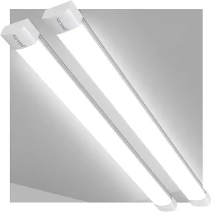 Utility LED Shop Light Fixture 2PCS 4FT Linkable Plug in LED Tube Light for Kitchen Bathroom Garage Basement Office, Long LED Shoplight, Corded Electric with ON/Off Switch, IP66 Waterproofing