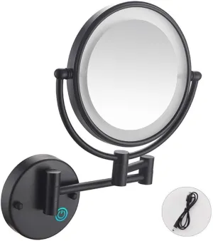 Vanity Magnifying Mirror, for Bathroom, LED Wall Mount Makeup Mirror, Adjustable Light, USB Rechargeable (Color : Matte Black, Size : 7X)