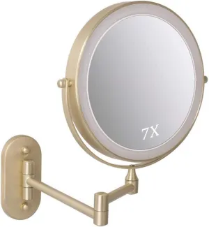 Vanity Mirror Bathroom Vanity MirrorUSB Rechargeable 8 inches Wall Mounted Makeup Mirror LED Touch Screen Adjustable with 3 Color Lights Double Sided 1X/5X Magnifying Vanity Mirror Swivel Extendable,