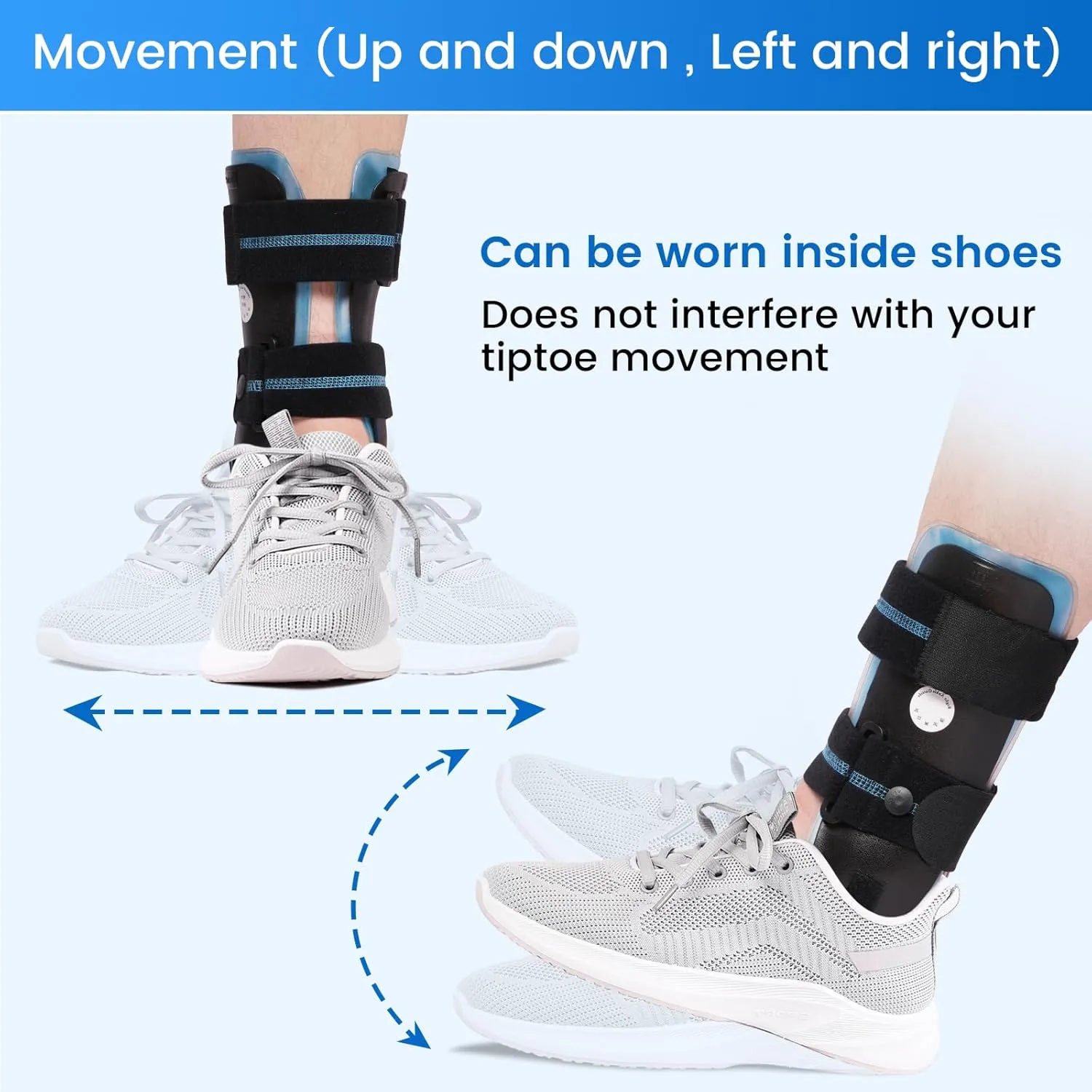 Velpeau Air Gel Foam Ankle Stabilizer Support Brace for Sprained Ankle, Ligament Injury, Tendonitis, Adjustable Rigid Stirrup Ankle Splint for Women and Men (Gel Version, Large, Left Foot)