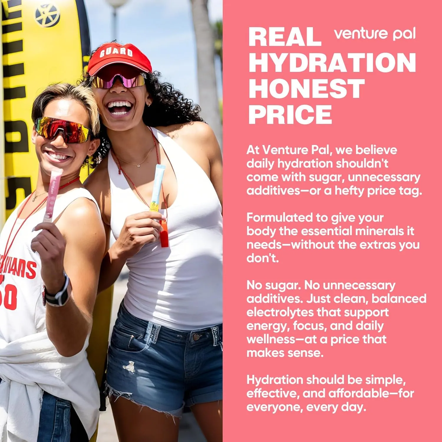 Venture Pal Sugar Free Electrolyte Powder Packets - Liquid Daily IV Hydration Packets | Electrolytes Drink Mix with 5 Vitamins & 7 Electrolytes | Keto Friendly | Non-GMO | Certified Vegan | 16 Sticks