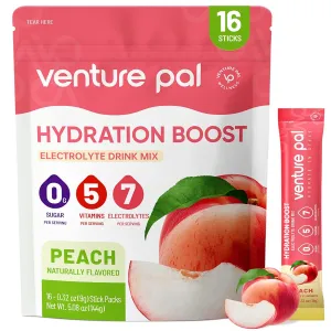 Venture Pal Sugar Free Electrolyte Powder Packets - Liquid Daily IV Hydration Packets | Electrolytes Drink Mix with 5 Vitamins & 7 Electrolytes | Keto Friendly | Non-GMO | Certified Vegan | 16 Sticks