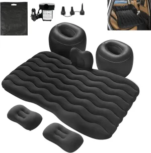 Vextone Inflatable Air Mattress Rear Back Seat Car Bed - PVC Thickened Travel Camping Air Mattress for Small Cars, Black Sleeping Car Mattress - Universal Fit, with Pillows, Piers, Repair Pad
