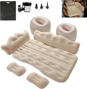 Vextone Inflatable Air Mattress Rear Back Seat Car Bed - PVC Thickened Travel Camping Air Mattress for SUV Cars, Beige Sleeping Car Mattress - Universal Fit, with Pillows, Piers, Repair Pad