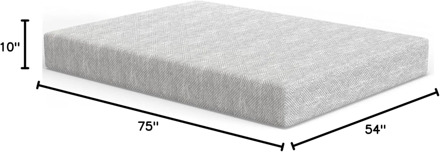 Vibe Heather Grey Gel Memory Foam Mattress, CertiPUR-US and Oeko-TEX Certifed Bed-in-a-Box in Ultra Small Package, 10-Inch, Full