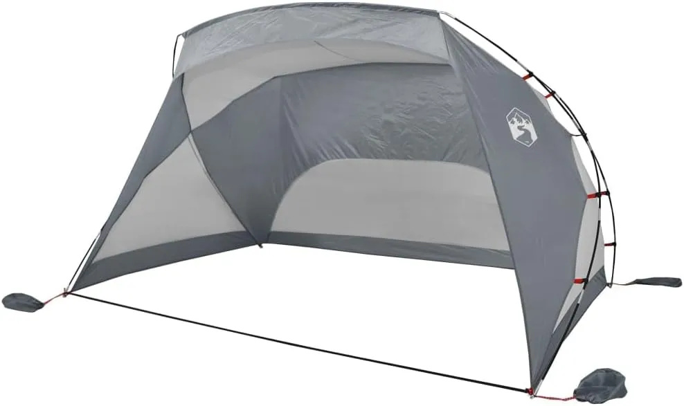 vidaXL Beach Tent Gray 107.9"x70.1"x66.9"/58.3" 185T Polyester, Tent, Garden Tent, Outdoor shelter, Camping Tent, Camping shelter, Garden shelter
