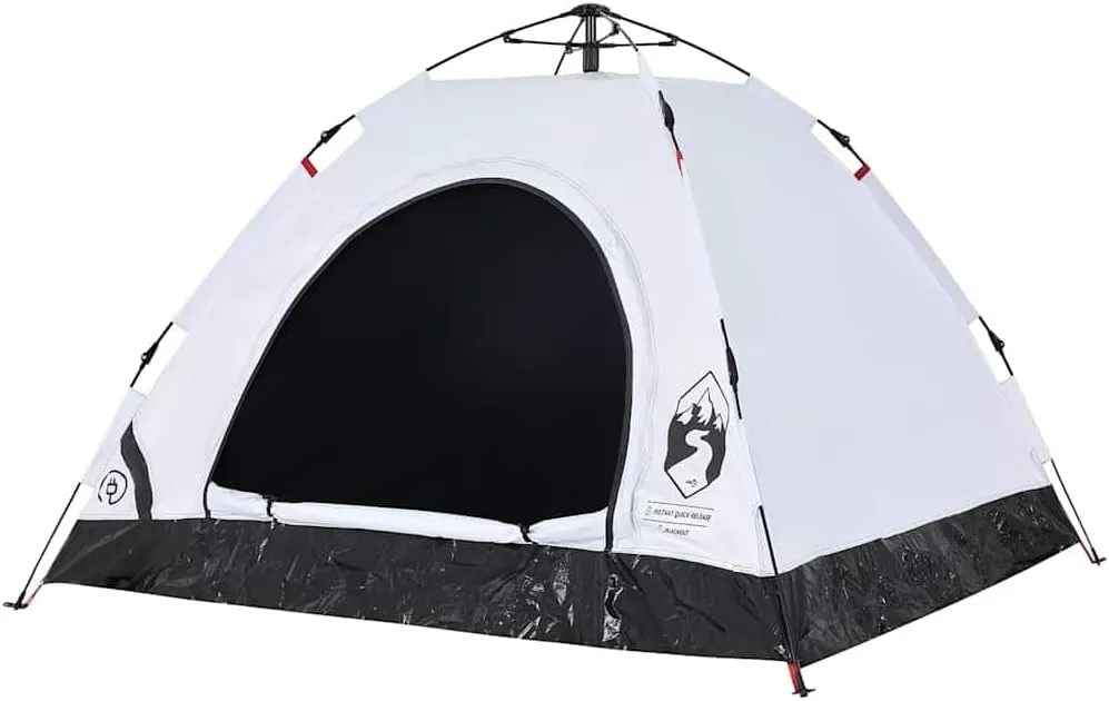 vidaXL Camping Tent 3-Person, Garden Shelter, Portable Canopy for Outdoor Patio Hiking, Lightweight Tent, White Blackout Fabric Quick Release