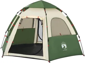 vidaXL Camping Tent Cabin 4-Person, Garden Shelter, Portable Canopy for Outdoor Patio Hiking, Foldable Mesh Tent, Green Quick Release