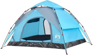 vidaXL Camping Tent Dome 3-Person, Garden Shelter, Portable Canopy for Outdoor Patio Hiking, Foldable Dome Tent, Blue Quick Release