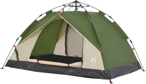 vidaXL Camping Tent Dome 3-Person, Garden Shelter, Portable Canopy for Outdoor Patio Hiking, Foldable Dome Tent, Green Quick Release