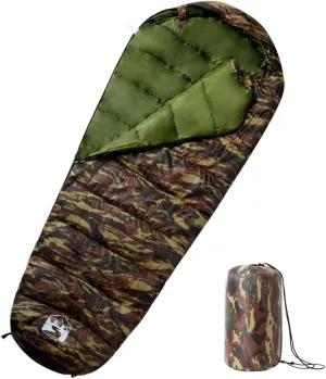 vidaXL Mummy Sleeping Bag - Camouflage Camping Bag - 3 Seasons - 84.6"x33.5"