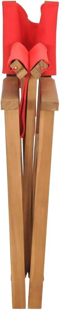 vidaXL – Solid Teak Wood Director's Chair in Red – Durable, Weather-Resistant, Foldable and Portable – Ideal for Garden, Patio, Camping and Outdoor Activities
