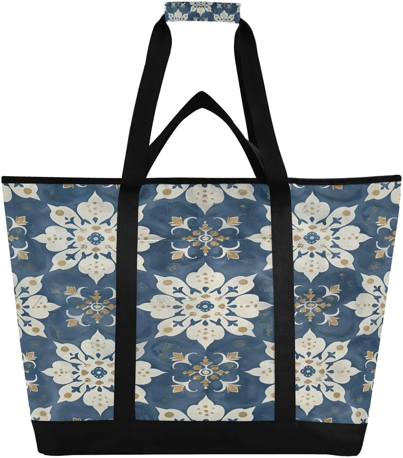 Vintage Ethnic Print Reusable Insulated Lunchbox Cooler Bag, Leakproof Kitchen Grocery Bag Collapsible Portable Cooler Tote Bag for Picnic, Camping, Office, Travel